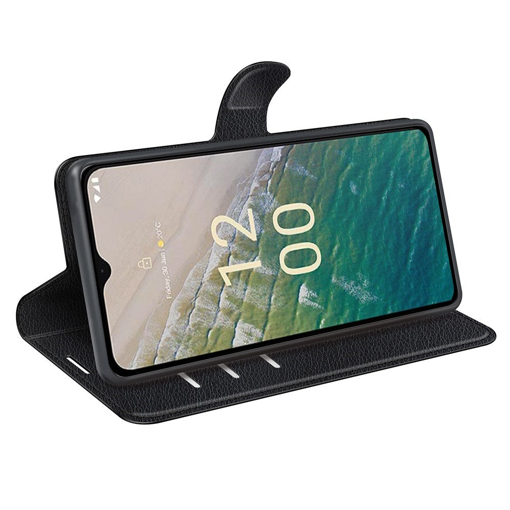 EIDERWOOD - Nokia C32 - Kunstlæder Flip Cover m. Kortholder & Ståfunktion - Sort