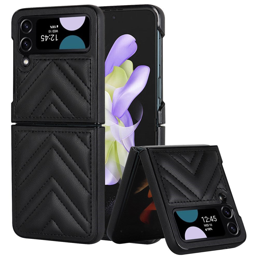 EIDERWOOD Samsung Galaxy Z Flip4 (5G) Kunstlæder Mobil Cover m. V-Design - Sort