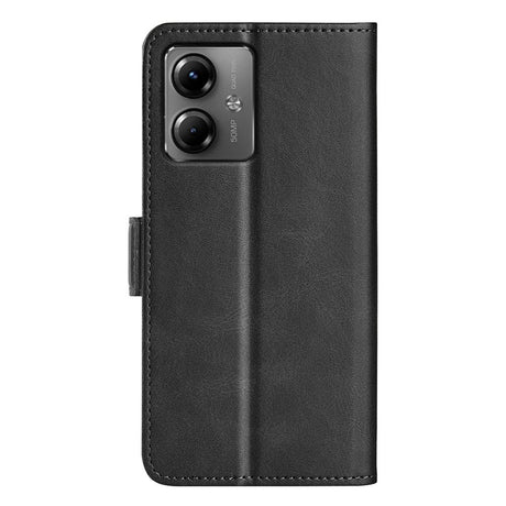 EIDERWOOD Motorola Moto G14 Blankt Læder Mobil Cover m. Pung & Ståfunktion - Sort