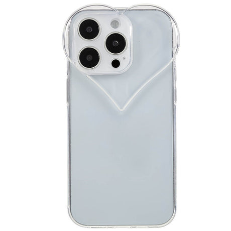 EIDERWOOD - iPhone 15 Pro - Fleksibelt Plastik Cover m. Hjerteform - Gennemsigtig