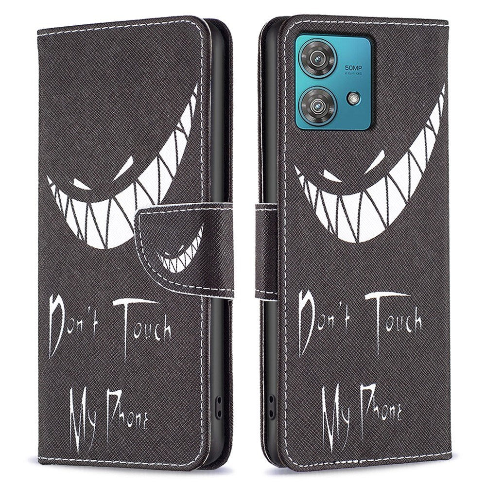 EIDERWOOD Motorola Edge 40 Neo Læder Mobil Cover m. Pung & Print - "Don't Touch My Phone"