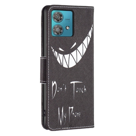 EIDERWOOD Motorola Edge 40 Neo Læder Mobil Cover m. Pung & Print - "Don't Touch My Phone"