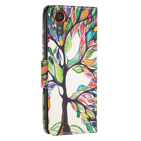 EIDERWOOD Samsung Galaxy Xcover 7 Flip Cover - 2 x Kortholder & Standerfunktion - Farverigt Træ