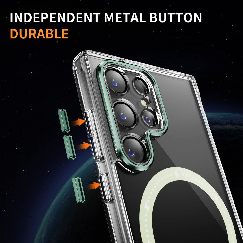 EIDERWOOD Samsung Galaxy S23 Ultra Hybrid Plastik Mobil Cover - MagSafe Kompatibel - Gennemsigtig / Grøn