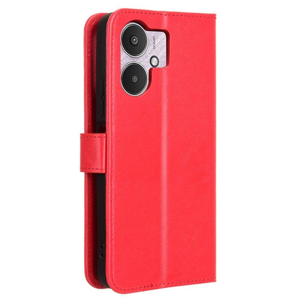 Xiaomi Redmi 13C (5G) - EIDERWOOD Kunstlæder Flip Cover m. Strop - Rød