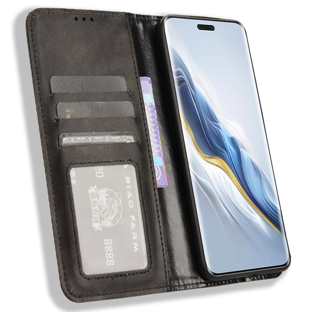 EIDERWOOD - Honor Magic6 Pro (5G) - Magnetisk Kunstlæder Flip Cover - Sort