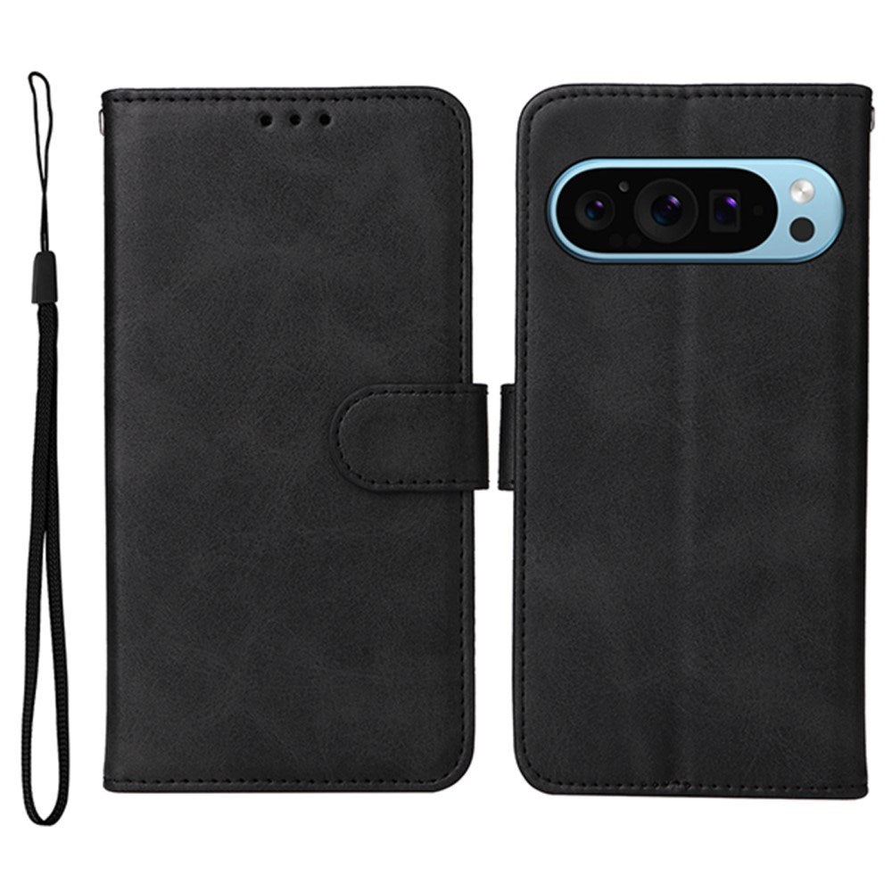 EIDERWOOD Google Pixel 10 / 10 Pro / 9 / 9 Pro Kunstlæder Mobil Cover m. Kortholder & Strop - Sort