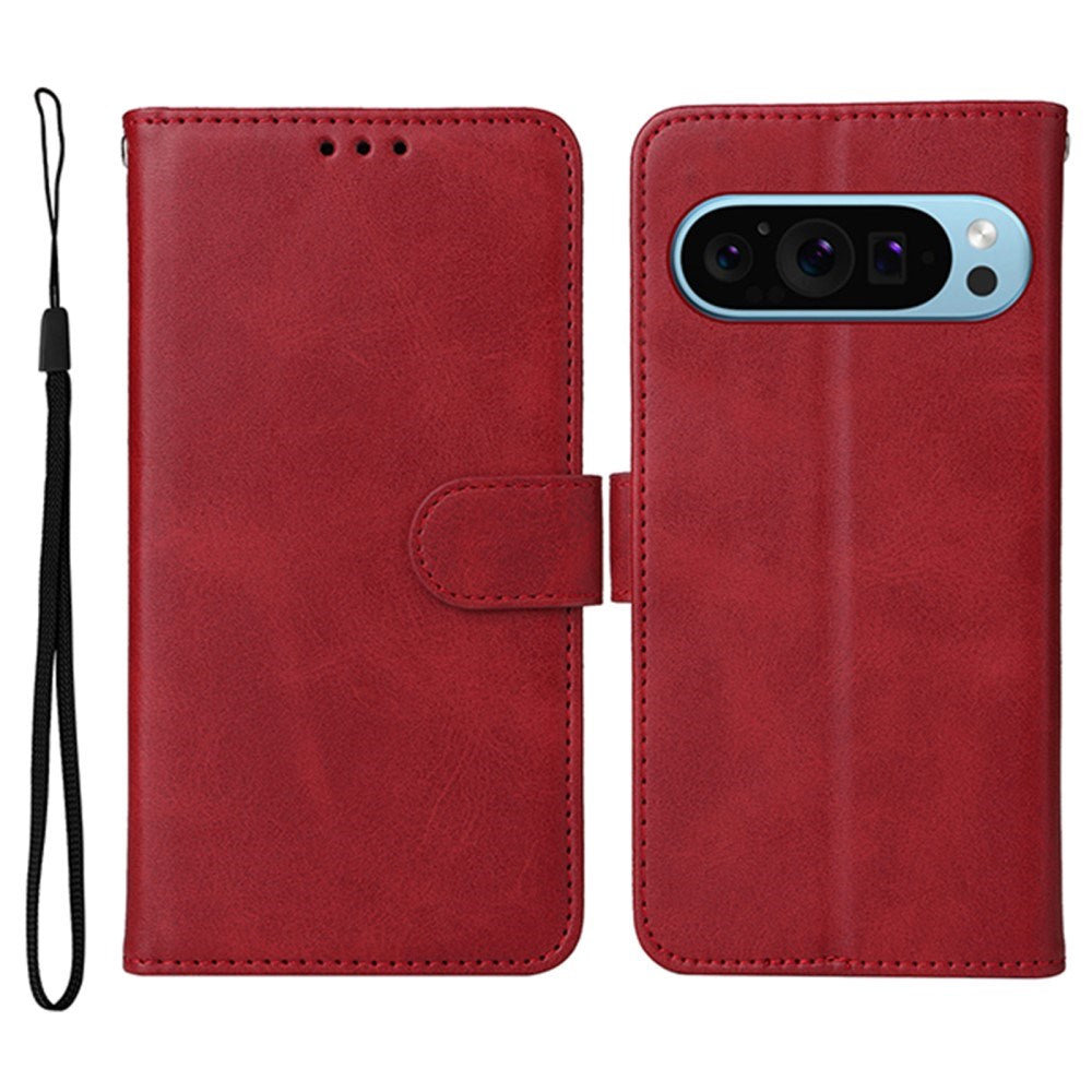 EIDERWOOD Google Pixel 10 / 10 Pro / 9 / 9 Pro Kunstlæder Mobil Cover m. Kortholder & Strop - Rød