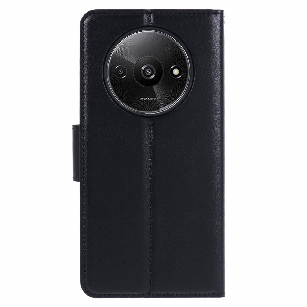 Xiaomi Redmi A3 Kunstlæder Mobil Cover m. Pung & Ståfunktion - Sort