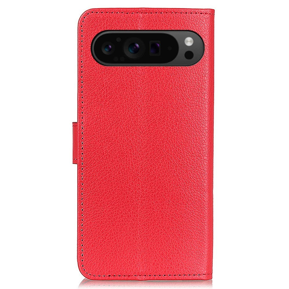 EIDERWOOD Google Pixel 10 / 10 Pro / 9 / 9 Pro Litchi Kunstlæder  Cover m. Pung - Rød