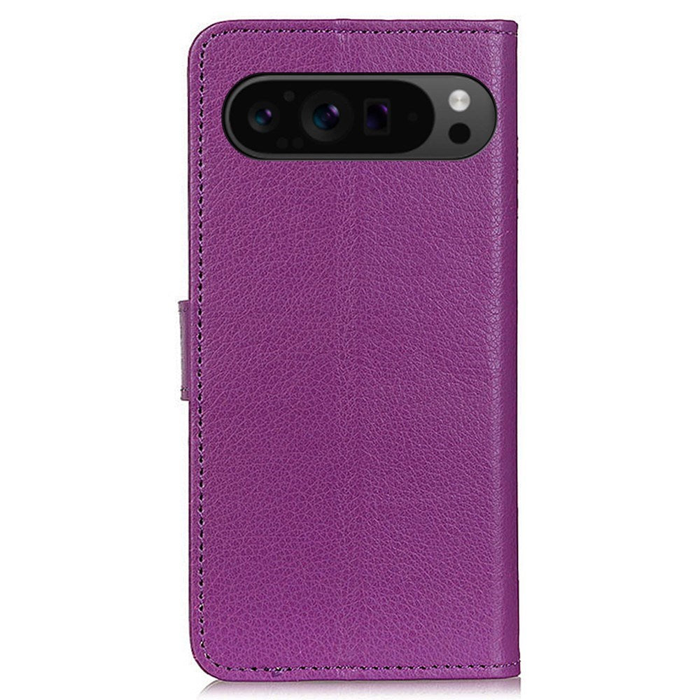EIDERWOOD Google Pixel 10 / 10 Pro / 9 / 9 Pro Litchi Kunstlæder  Cover m. Pung - Lilla