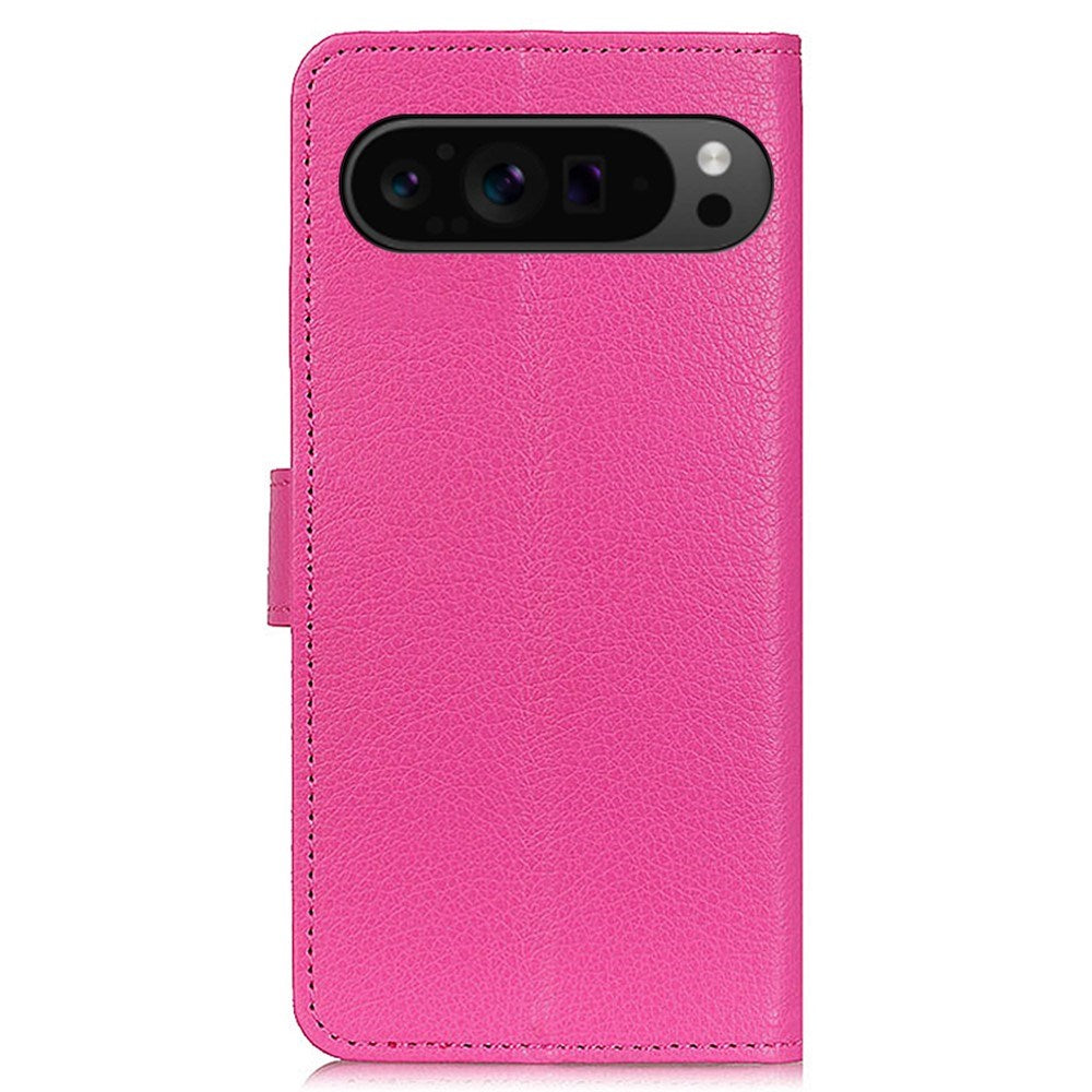 EIDERWOOD Google Pixel 10 / 10 Pro / 9 / 9 Pro Litchi Kunstlæder  Cover m. Pung - Lyserød