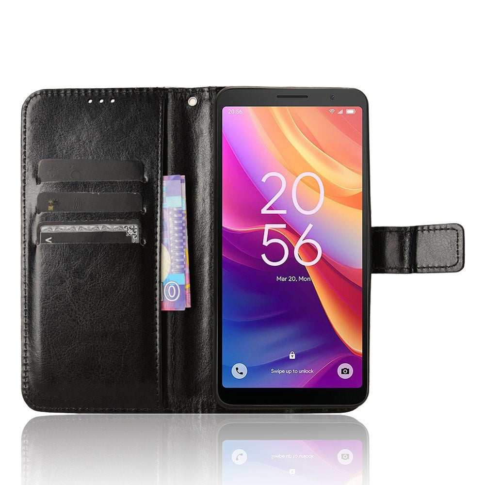 EIDERWOOD TCL 501 Blankt Kunstlæder Mobil Cover m. Pung & Strop - Sort