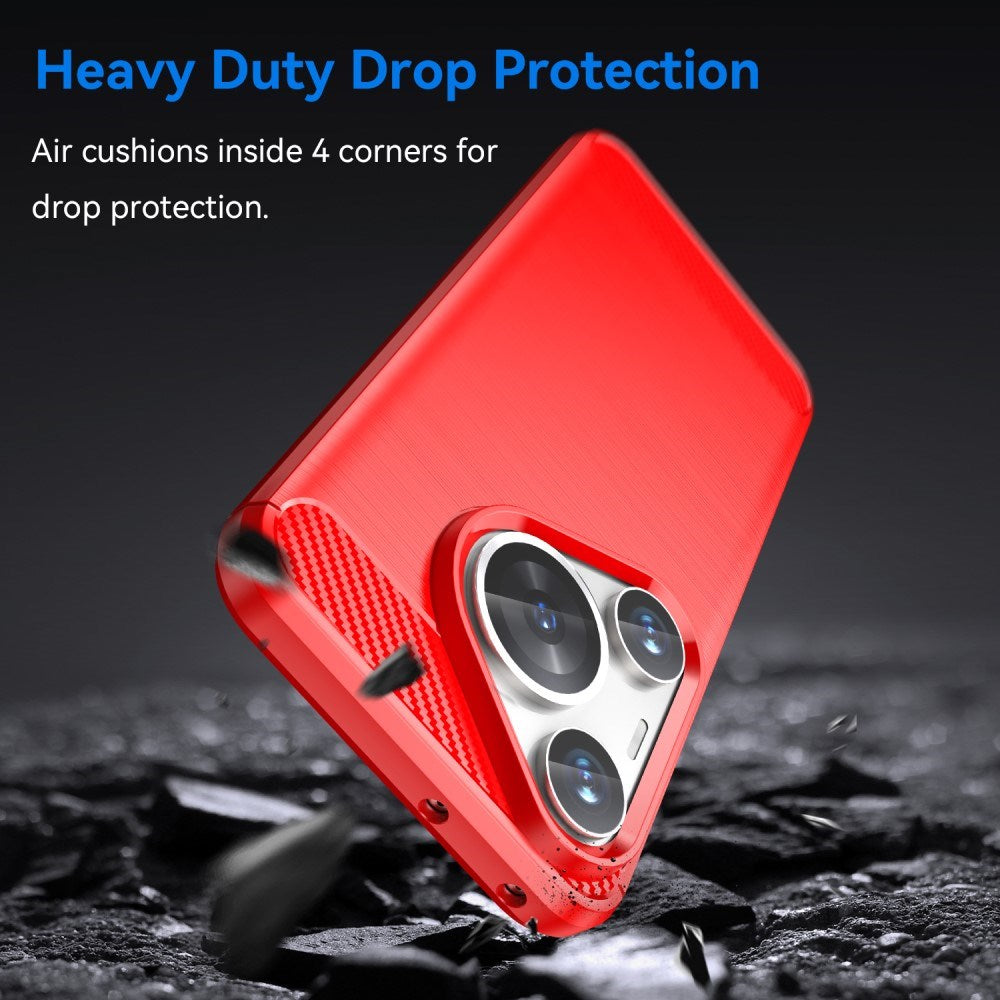 EIDERWOOD Huawei Pura 70 Pro / 70 Pro+ (Plus) Brushed Carbon Mobil Cover - Rød