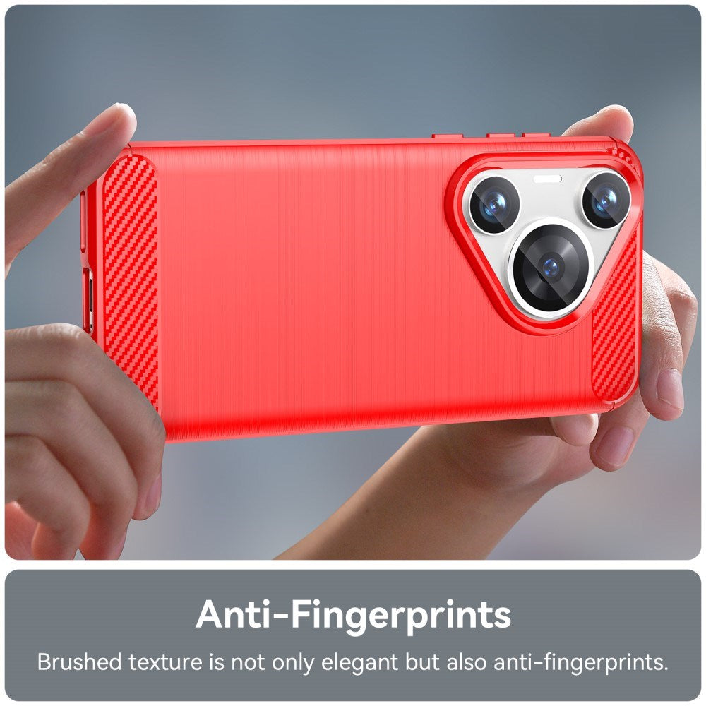 EIDERWOOD Huawei Pura 70 Pro / 70 Pro+ (Plus) Brushed Carbon Mobil Cover - Rød