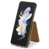 EIDERWOOD - Samsung Galaxy Z Flip7 FE / Flip6 Kunstlæder Flip Cover m. Kortholder & Ståfunktion - Lysebrun