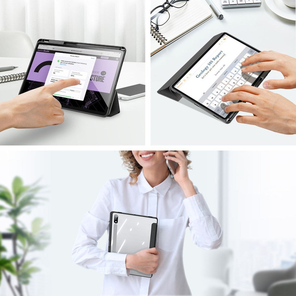 DUX DUCIS TOBY Samsung Galaxy Tab S10 Plus - Shockproof Flip Cover m. Penholder - Sort - (DEMO)