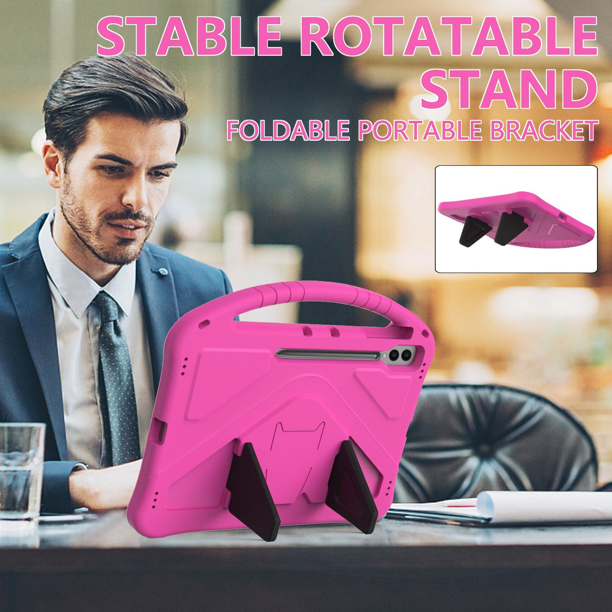 EIDERWOOD Samsung Galaxy Tab S10 Ultra Cover med Kickstand og Håndtag - Pink