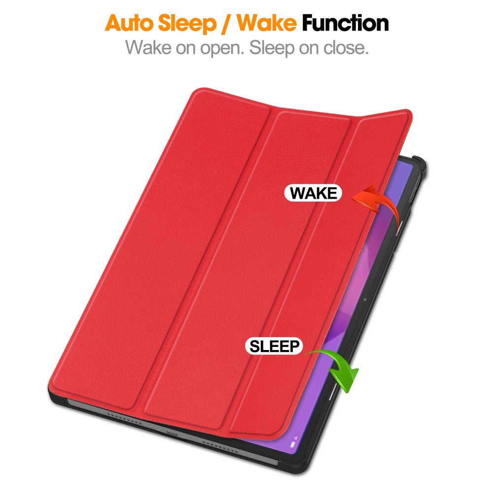 Lenovo IdeaTab Pro - EIDERWOOD Kunstlæder Flip Cover m. Ståfunktion & Pencil Holder - Rød