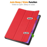 Lenovo IdeaTab Pro - EIDERWOOD Kunstlæder Flip Cover m. Ståfunktion & Pencil Holder - Rød