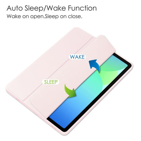 EIDERWOOD Samsung Galaxy Tab S10 Lite / S10 FE / S9 FE Tablet Flip Cover m. Ståfunktion & Stylus Pen-Holder - Gennemsigtig / Lyserød