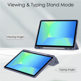 EIDERWOOD Samsung Galaxy Tab S10 Lite / S10 FE / S9 FE Tablet Flip Cover m. Ståfunktion & Stylus Pen-Holder - Gennemsigtig / Grålilla