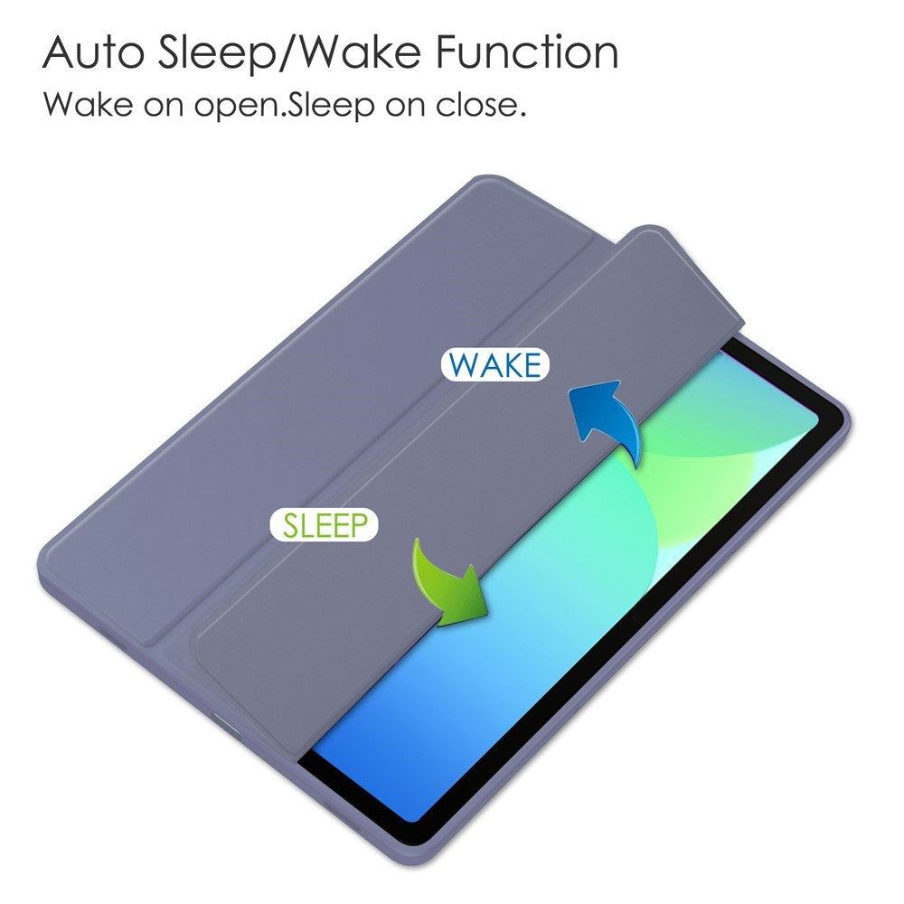 EIDERWOOD Samsung Galaxy Tab S10 Lite / S10 FE / S9 FE Tablet Flip Cover m. Ståfunktion & Stylus Pen-Holder - Gennemsigtig / Grålilla