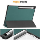 Samsung Galaxy Tab S10 FE+ (Plus) - EIDERWOOD Kunstlæder Flip Cover m. Ståfunktion & Pencil Holder - Grøn