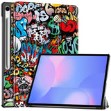 Samsung Galaxy Tab S10 FE+ (Plus) - EIDERWOOD Tri-Fold Kunstlæder Flip Cover m. Mønster - Graffiti