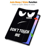 Samsung Galaxy Tab S10 FE+ (Plus) - EIDERWOOD Tri-Fold Kunstlæder Flip Cover m. Mønster - Don't Touch Me