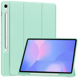 EIDERWOOD Samsung Galaxy Tab S10 FE+ (Plus) Tri-Fold Kunstlæder Tablet Cover m. Stylus Pen Holder - Lysegrøn