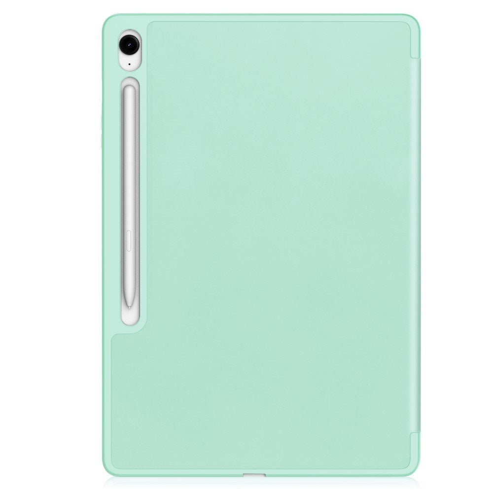 EIDERWOOD Samsung Galaxy Tab S10 FE+ (Plus) Tri-Fold Kunstlæder Tablet Cover m. Stylus Pen Holder - Lysegrøn