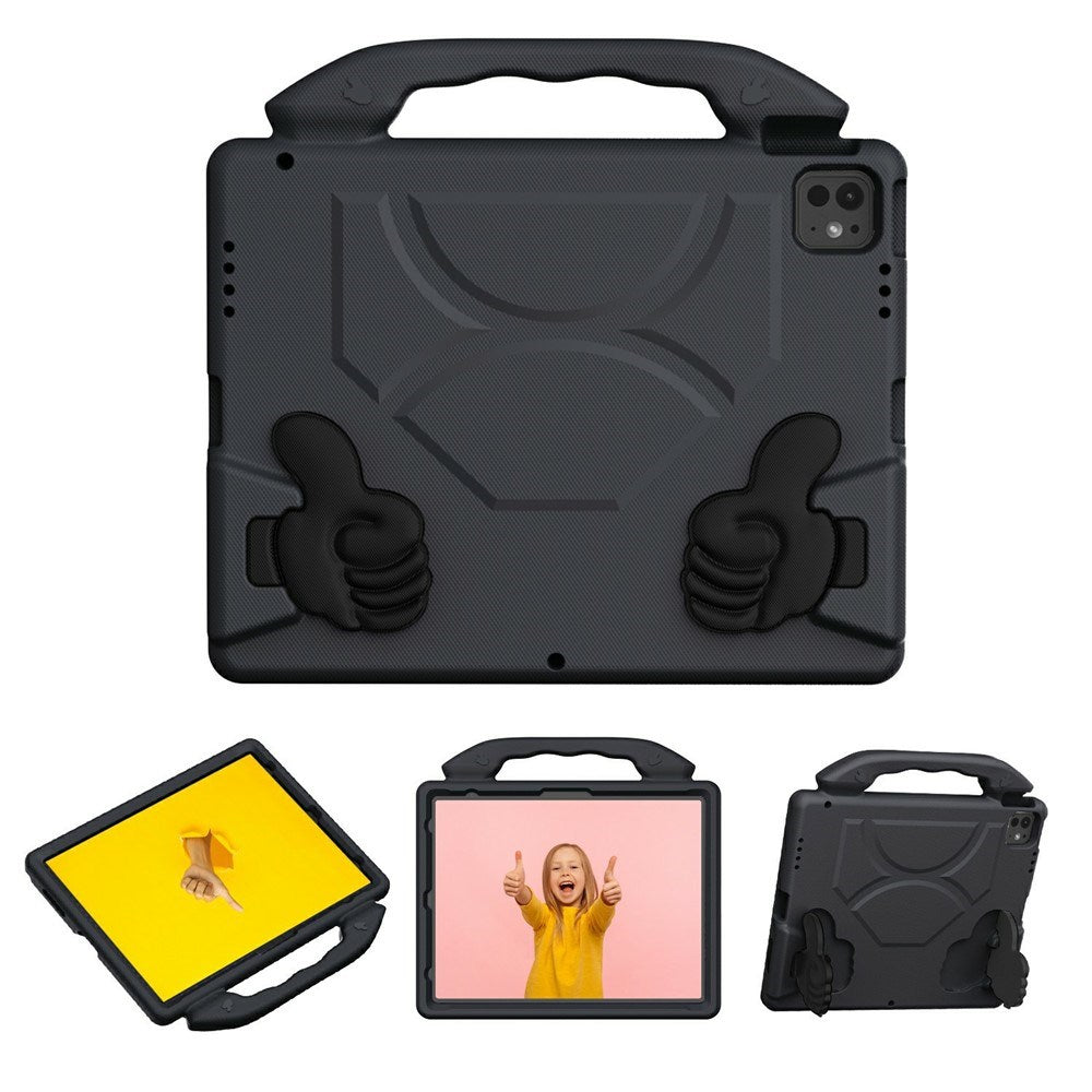 iPad Pro 12.9" (2022 / 2021 / 2020 / 2018) / Air 13" (2025 / 2024) / Pro 13" (2025 / 2024) - EIDERWOOD Børne Cover m. Thumb Kickstand - Sort