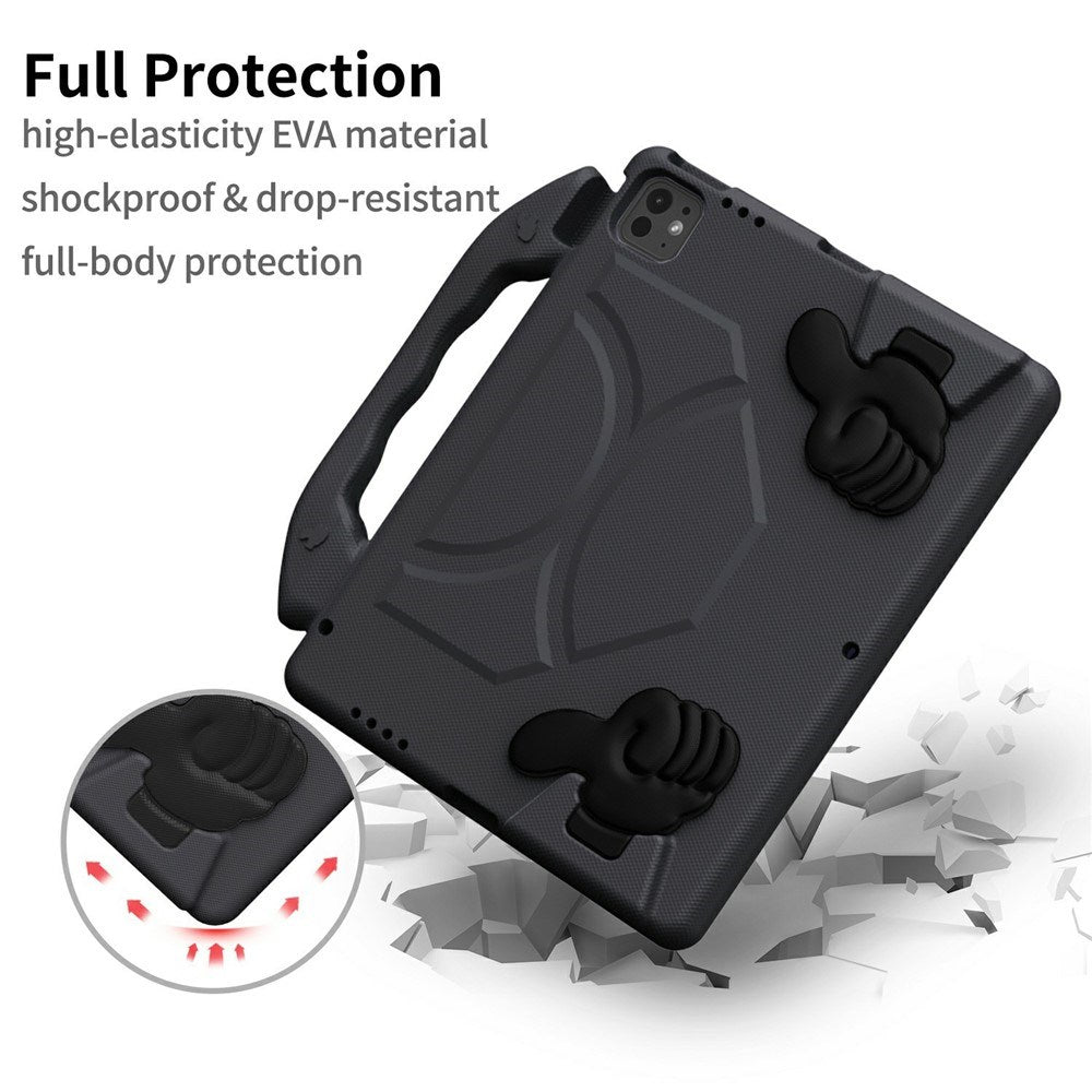 iPad Pro 12.9" (2022 / 2021 / 2020 / 2018) / Air 13" (2025 / 2024) / Pro 13" (2025 / 2024) - EIDERWOOD Børne Cover m. Thumb Kickstand - Sort