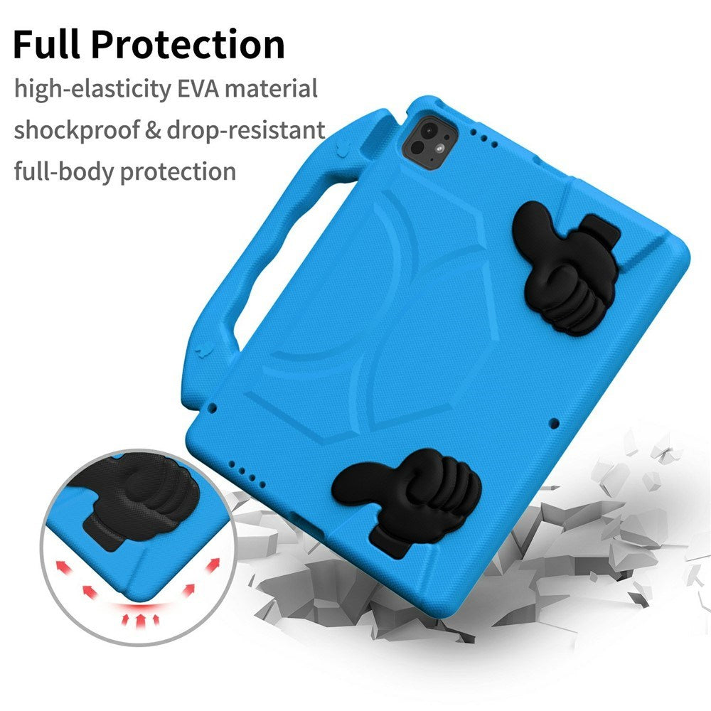 iPad Pro 12.9" (2022 / 2021 / 2020 / 2018) / Air 13" (2025 / 2024) / Pro 13" (2025 / 2024) - EIDERWOOD Børne Cover m. Thumb Kickstand - Blå