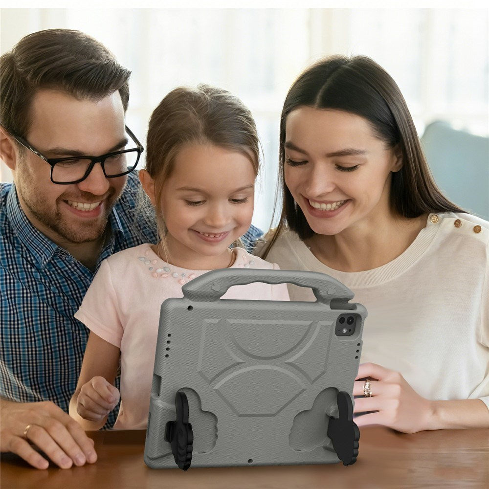 iPad Pro 12.9" (2022 / 2021 / 2020 / 2018) / Air 13" (2025 / 2024) / Pro 13" (2025 / 2024) - EIDERWOOD Børne Cover m. Thumb Kickstand - Grå
