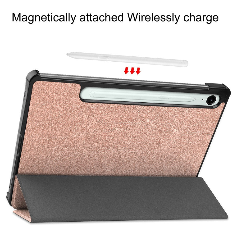 EIDERWOOD Samsung Galaxy Tab S11 / S10 Lite Tri-Fold Kunstlæder Flip Cover m. Stylus Pen Holder - Rose Gold