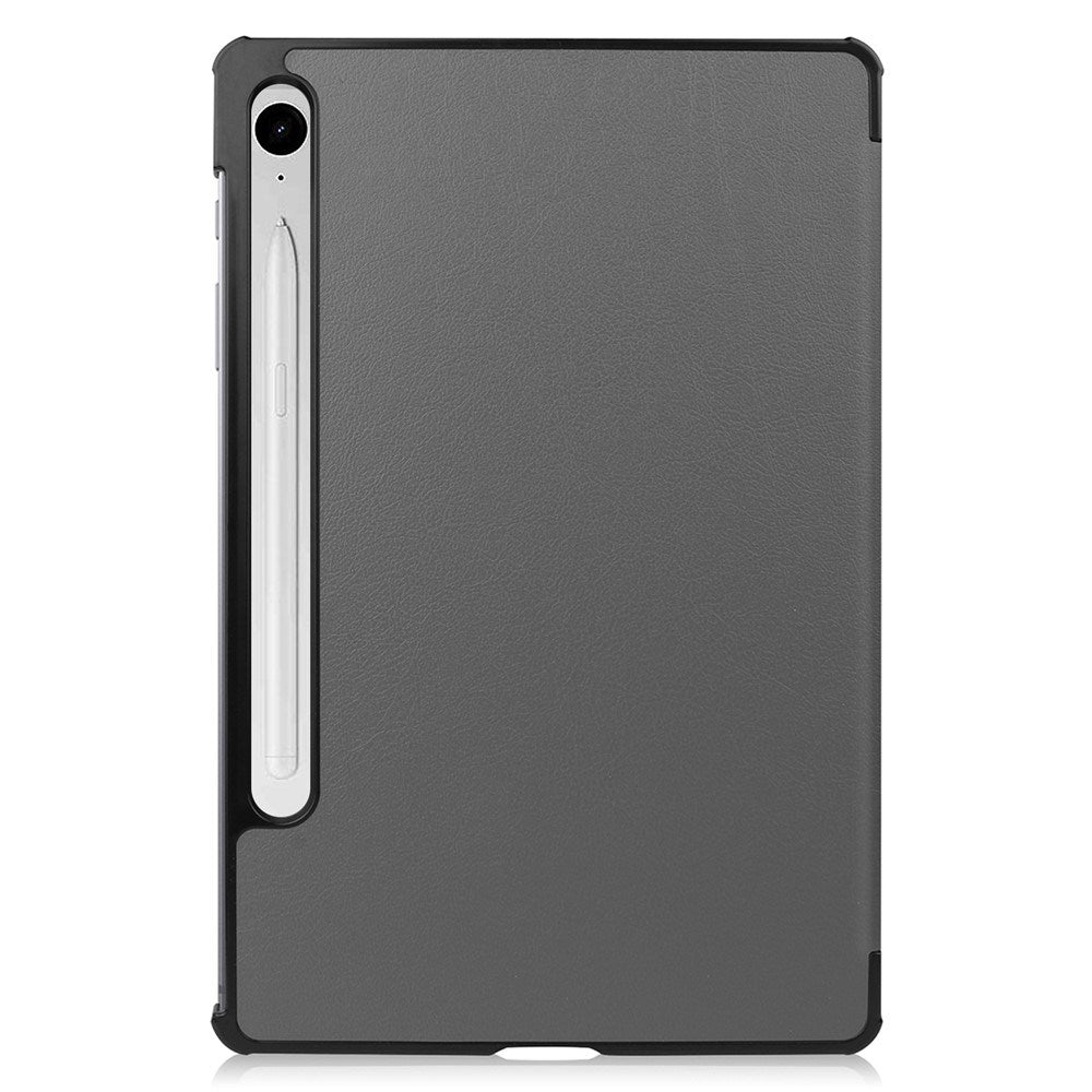 EIDERWOOD Samsung Galaxy Tab S11 / S10 Lite Tri-Fold Kunstlæder Flip Cover m. Stylus Pen Holder - Grå