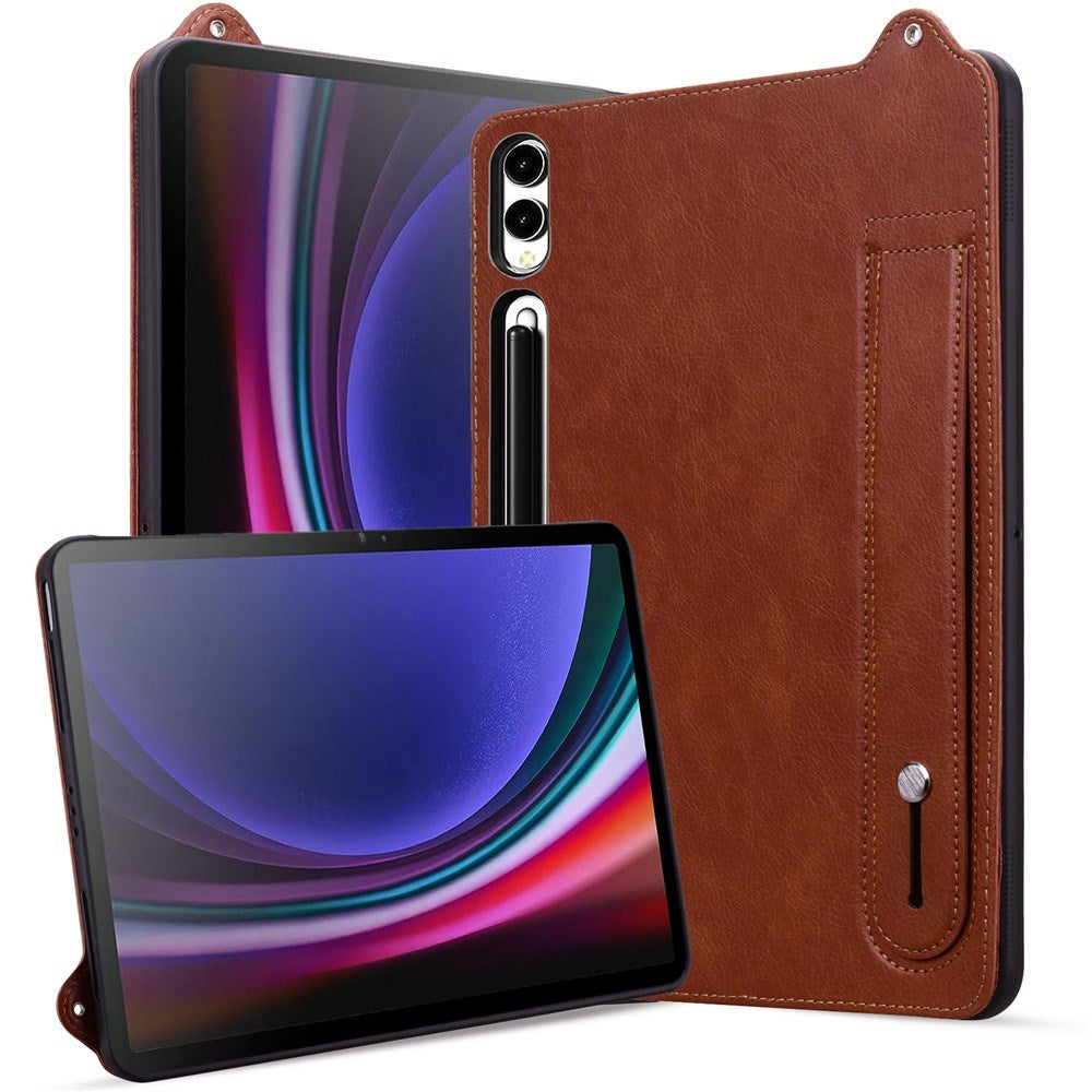 EIDERWOOD Samsung Galaxy Tab S11 Ultra Hårdt Plastik Cover m. Håndtag - Betrukket m. Kunstlæder - Brun