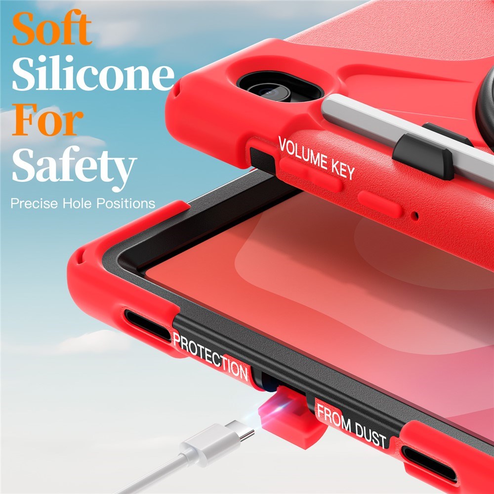 EIDERWOOD Samsung Galaxy Tab S11 Stødabsorberende Cover m. Roterbar Ståfunktion & Velcrostrop - Rød