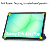 Samsung Galaxy Tab A11+ (Plus) EIDERWOOD Kunstlæder Tablet Cover m. Standerfunktion - Mørkeblå