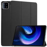 Xiaomi Pad 6 Tri-fold Læder Tablet Cover m. Vågeblus Funktion - Sort