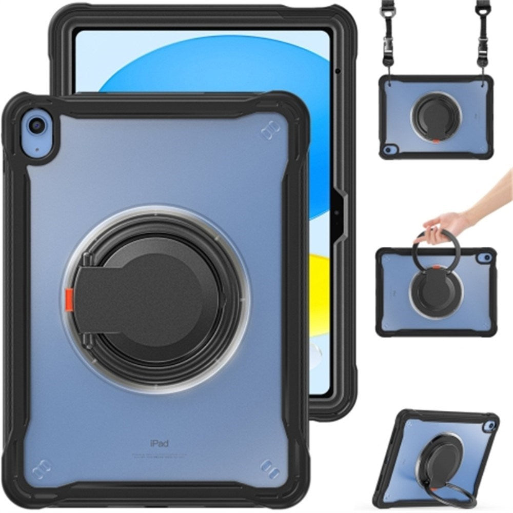 iPad 11" (2025) / iPad 10.9" (2024/2022) Håndværker Tablet Cover m. Håndholder & Kickstand - Gennemsigtig / Sort