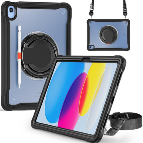 iPad 11" (2025) / iPad 10.9" (2024/2022) Håndværker Tablet Cover m. Håndholder & Kickstand - Gennemsigtig / Sort