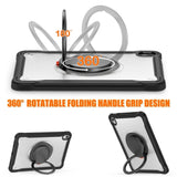 iPad 11" (2025) / iPad 10.9" (2024/2022) Håndværker Tablet Cover m. Håndholder & Kickstand - Gennemsigtig / Sort