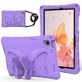 Samsung Galaxy Tab A11+ (Plus) / A9+ (Plus) EIDERWOOD Butterfly Børne Cover m. Skulderstrop & Ståfunktion - Lilla