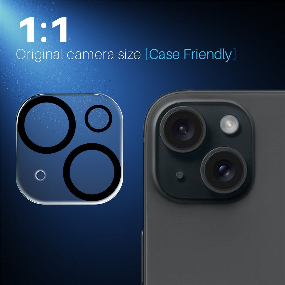 iPhone 15 / 15 Plus NORTHJO Hærdet Kameralinsebeskyttelsesglas - Gennemsigtig / Sort Kant