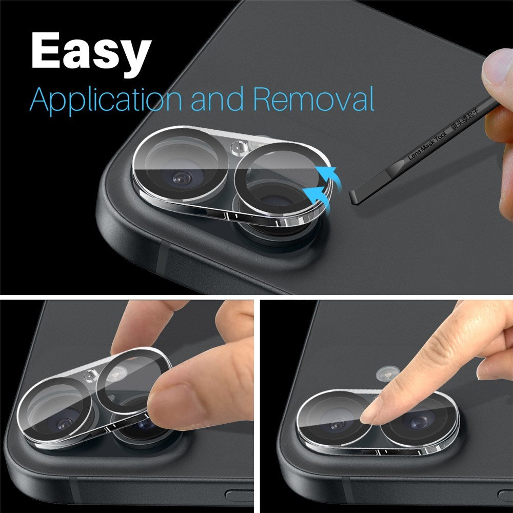 iPhone 16 / 16 Plus NORTHJO Hærdet Kameralinsebeskyttelsesglas - Gennemsigtig / Sort Kant