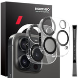 iPhone 16 Pro / 16 Pro Max NORTHJO Hærdet Kameralinsebeskyttelsesglas - 2 stk. - Gennemsigtig / Sort Kant