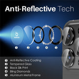 NORTHJO iPhone 16 Pro / 16 Pro Max Beskyttelse til Kameralinse m. Pyntesten - Sort